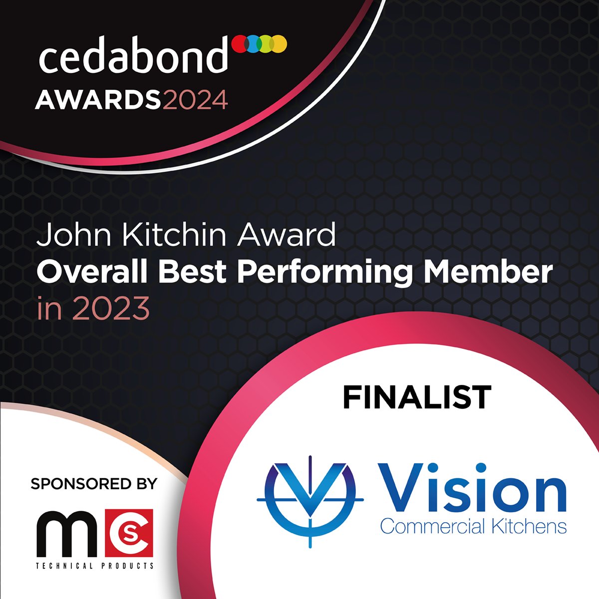 We now come to our 3 final awards, starting with the John Kitchin Award for the Overall Top Performing Member in 2023 sponsored by <a href="/mcstechproducts/">MCS Technical Products</a>

Our finalists are: <a href="/Buzz_Catering/">Buzz Catering</a>, Space Group and Vision Commercial Kitchens

And our winner is.......

#cedabondshowcase24