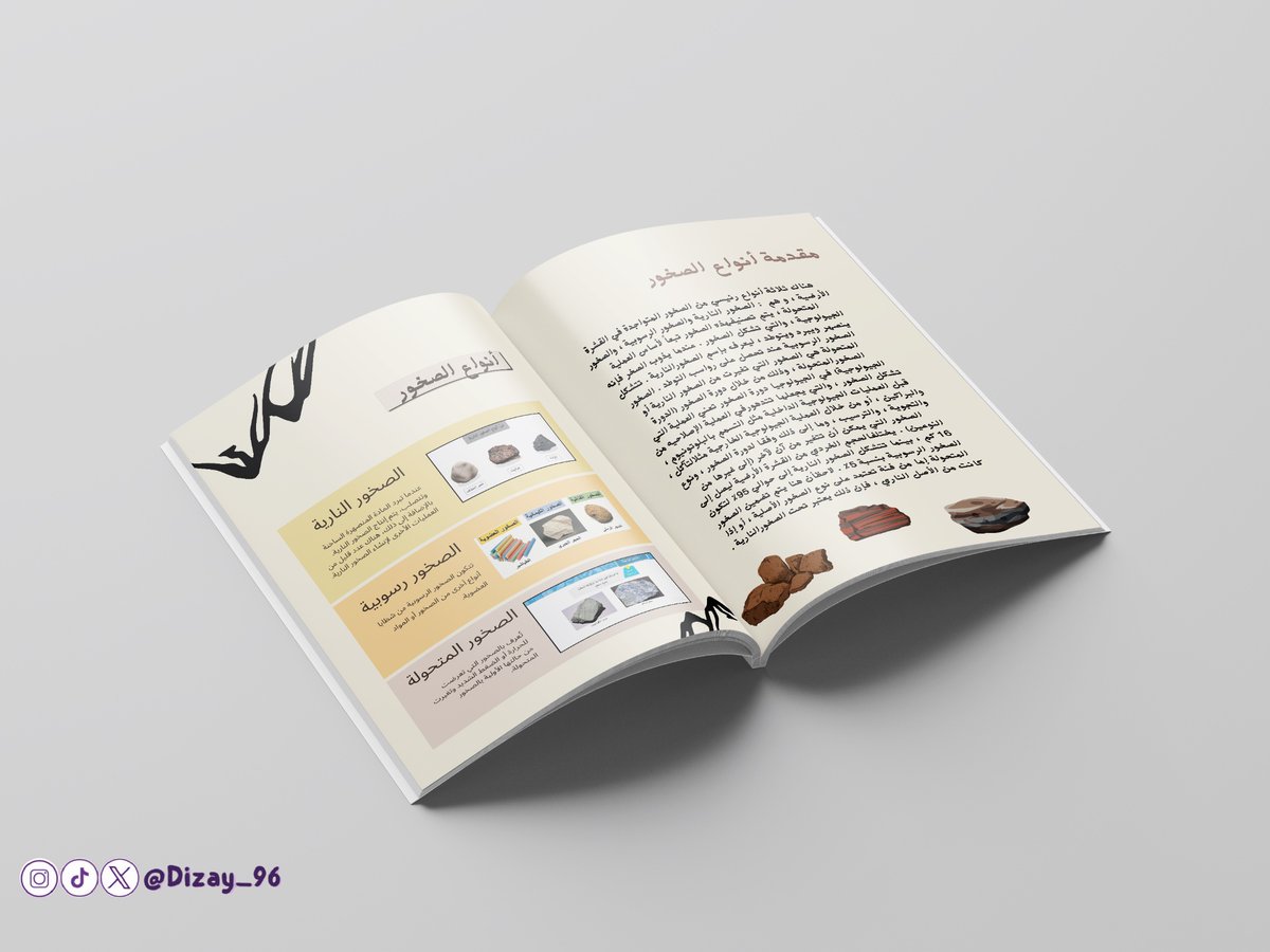 ملخص كمجلة أنواع الصخور 

#تصاميم_دايزي #تصميم #تصميم_جرافيك #مجلات