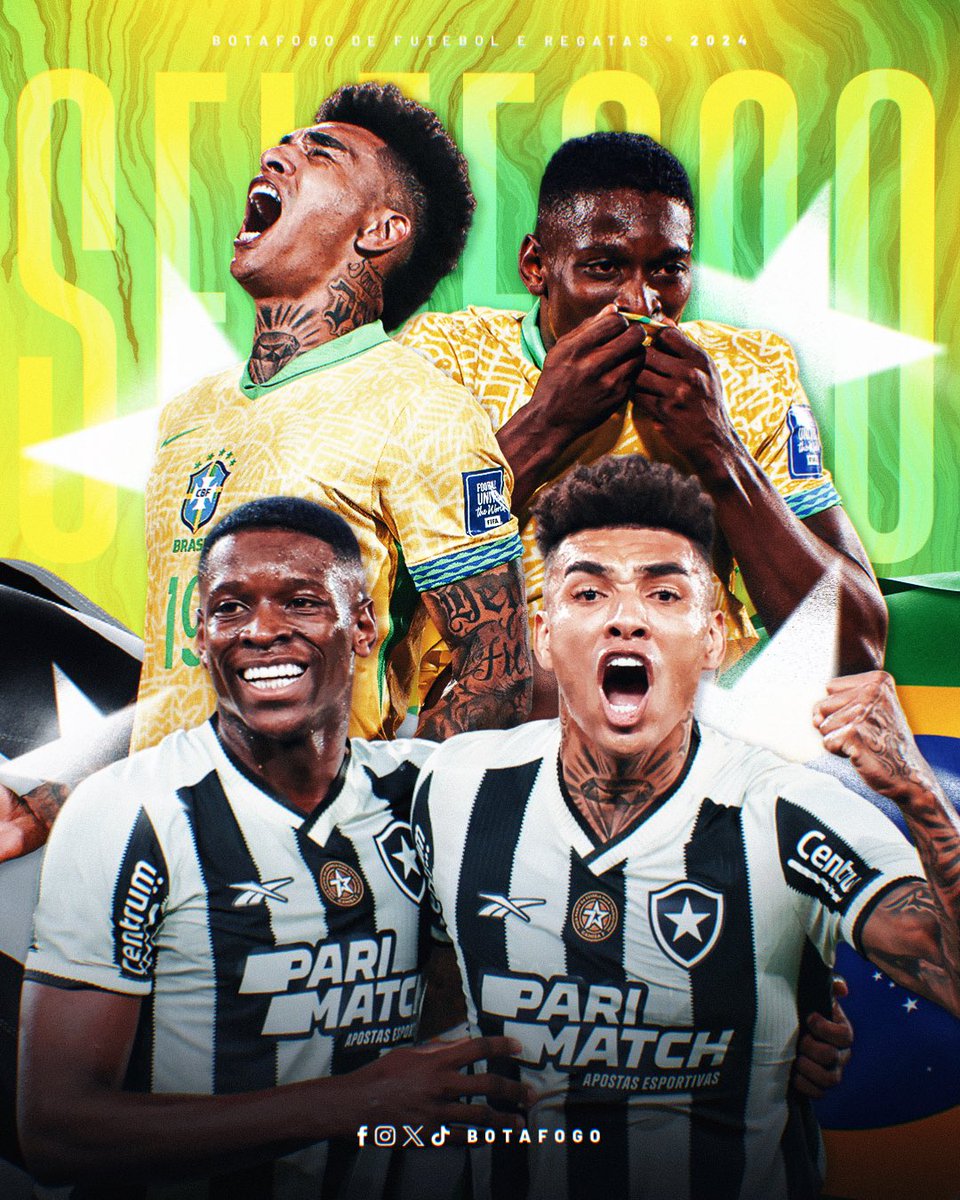 Botafogo's tweet photo. AQUI É BOTAFOGO, O CLUBE QUE TRANSFORMOU O BRASIL NO PAÍS DO FUTEBOL! ⭐️🫱🏾‍🫲🏽🇧🇷 #VamosBOTAFOGO https://t.co/74sy5Y6RaX