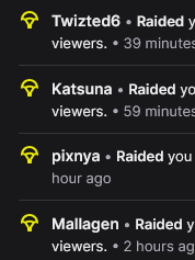 WHA WHA WHA!!!! What an amazing stream tonight!!!

Thank you everyone who hung out! Special thank you to all these amazing content creators who raided! If you aren't following them *Points gun* you should :3

We yeeted everyone over to my fav hellhound :3 <a href="/RoargyVT/">𝕽𝖔𝖆𝖗𝖌𝖞</a>! FOLLOW PLS :3