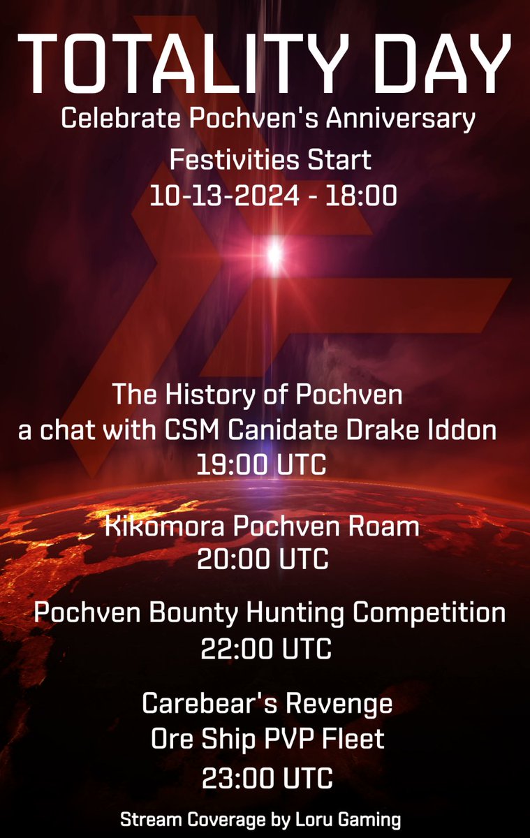 lorumerth🕯 (@lorumerth) on Twitter photo 🔺THIS SUNDAY, YOU'LL BE SEEING RED 🔺
🪐 ALL DAY <a href="/EveOnline/">EVE Online</a> LIVESTREAM
🎁 GIVEAWAYS ALL DAY: FROM THE DEVS AND LORU
♦️ PUBLIC POCHVEN FLEET, ft <a href="/KybernautClade/">Kybernauts Clade</a>
💰 COMMUNITY BOUNTY HUNT
🥊 HUGE PVP ROAM!!
RSVP to not miss out 👇👇
youtube.com/watch?v=ZDRMOf… 🔺THIS SUNDAY, YOU'LL BE SEEING RED 🔺
🪐 ALL DAY <a href="/EveOnline/">EVE Online</a> LIVESTREAM
🎁 GIVEAWAYS ALL DAY: FROM THE DEVS AND LORU
♦️ PUBLIC POCHVEN FLEET, ft <a href="/KybernautClade/">Kybernauts Clade</a>
💰 COMMUNITY BOUNTY HUNT
🥊 HUGE PVP ROAM!!
RSVP to not miss out 👇👇
youtube.com/watch?v=ZDRMOf…