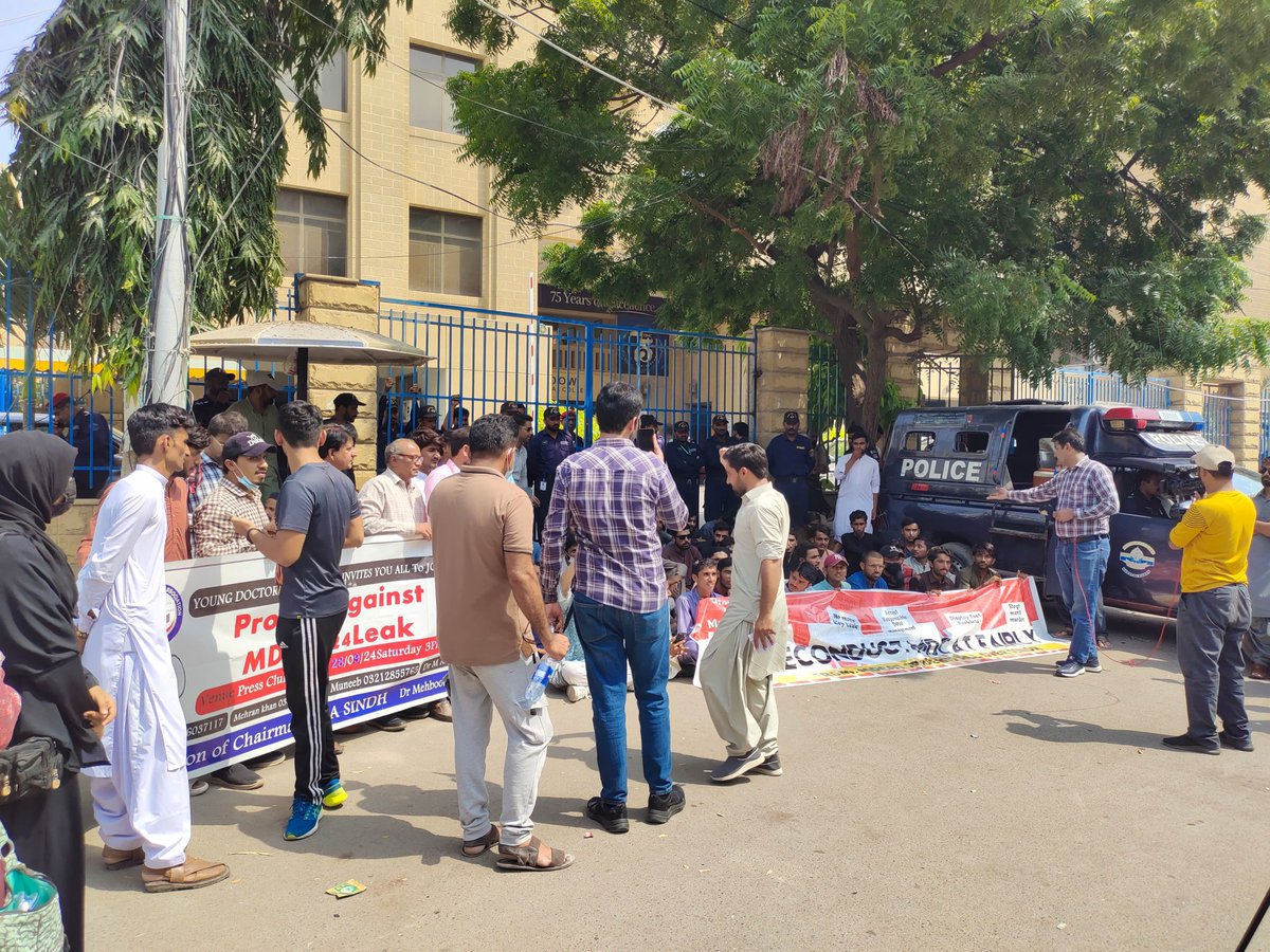 PSCkarachi's tweet photo. but the disregard for fairness brutally undermines and threatens the hopes, dreams and future of these students.

We demand that the current exam of MDCAT must be cancelled with immediate effects. All those involved in leaking the paper must be held accountable before law. 
2/3 https://t.co/WeWtrqo9IV