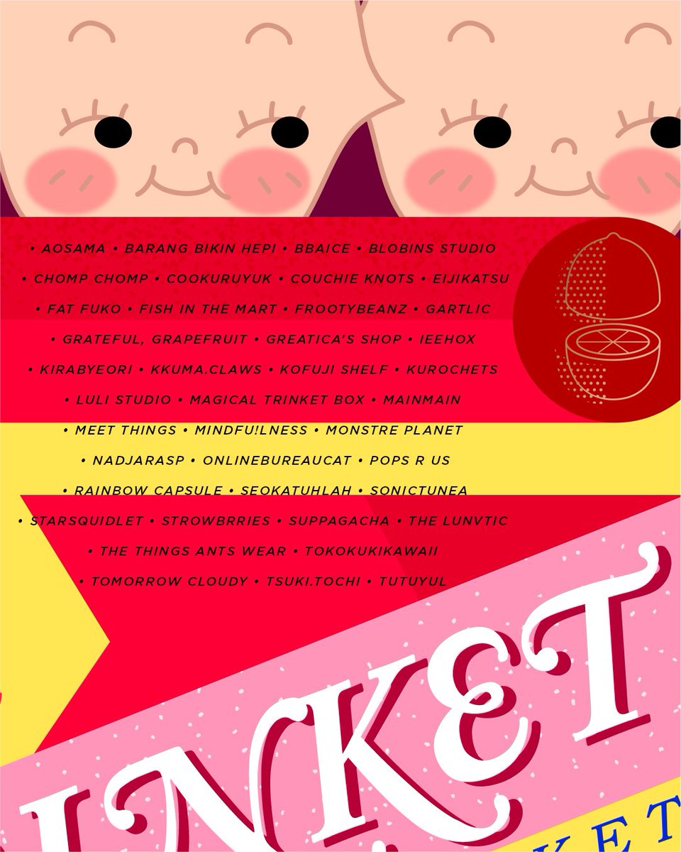 lemondiscofish's tweet photo. Revealing our tenant line-up for Trinket Market vol.2! ✨

2-3 November 2024 at Lemondiscofish, 10 AM - 6 PM. Free entry, no parking on-site.

@ieehox @onlycouch @nadjarasp @meet_things @monstreplanet @menangisf @bbaice_ @seokatuhlah @strwbrcke 

Likes &amp; reposts appreciated! 💖 https://t.co/EsIMeFxX4N
