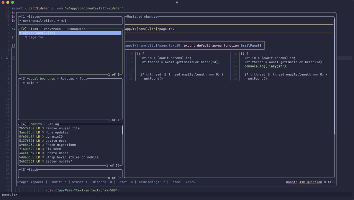 I forgot lazygit, which is been my new git client. Really nice. Also installed delta (github.com/dandavison/del…) for my git config.