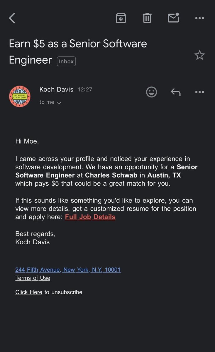 Charles out here paying the big bucks. Truly life changing offer <a href="/CharlesSchwab/">Charles Schwab Corp</a>