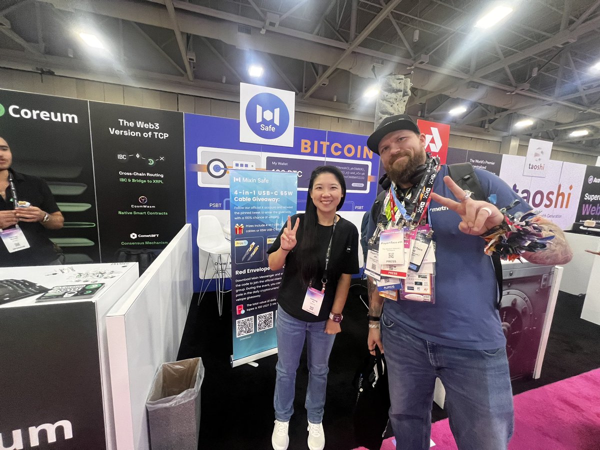 MixinKernel's tweet image. Another amazing day at @Permissionless ! 🙌  Big shoutout to @Player1Taco , @MatiAllin , and all the KOLs who joined our giveaway—it was a blast! 🎉 Thank you to everyone who visited the Mixin Safe booth today! Ready for another exciting day tomorrow! 🌟 #Permissionless…