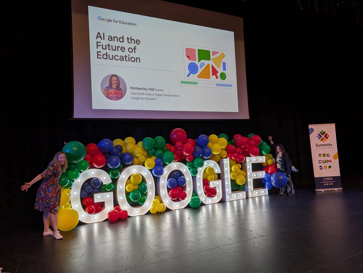 All ready to roll here at #DeploySummit Inaburra School. The amazing <a href="/kehall16/">Kimberley Hall</a> kicking us off. Check out the amazing keynote stage! #GoogleEdu