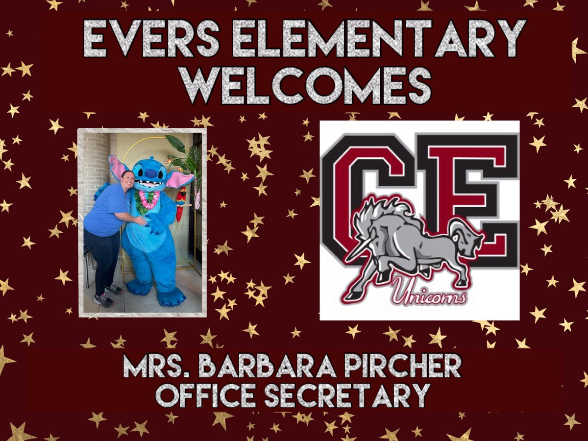 Welcome to Mrs Barbara Pircher to Evers Elementary! We are so happy you are apart of our Unicorn Office Team! 🦄💖#EversUnicorns #UnicornShine