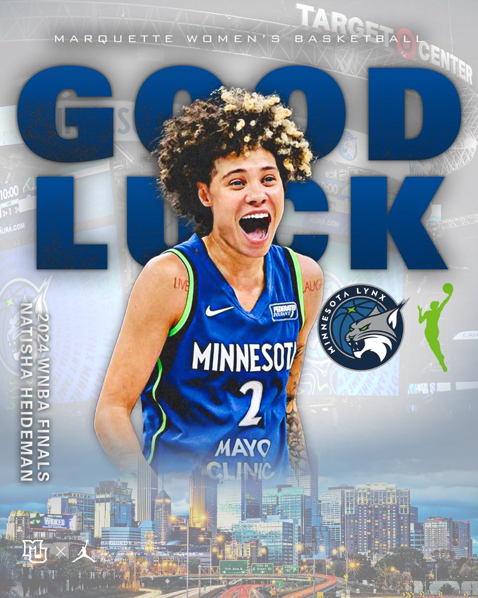 Good Luck to <a href="/NatishaHiedeman/">Tspoon</a> and the <a href="/minnesotalynx/">Minnesota Lynx</a> , who begin the 2024 WNBA Finals tonight against the New York Liberty! 
#WeAreMarquette | #playwithHEART