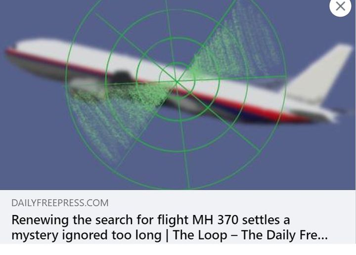 elizanow1's tweet photo. #MH370  #SearchOn

Renewing the search for flight MH 370 settles a mystery ignored too long | The Loop
October 7, 2024 9:06 pm  

An Opinion Piece by Daria Romaniuk

https://t.co/PxmPkMbXZO https://t.co/JsC9Wb0dOb