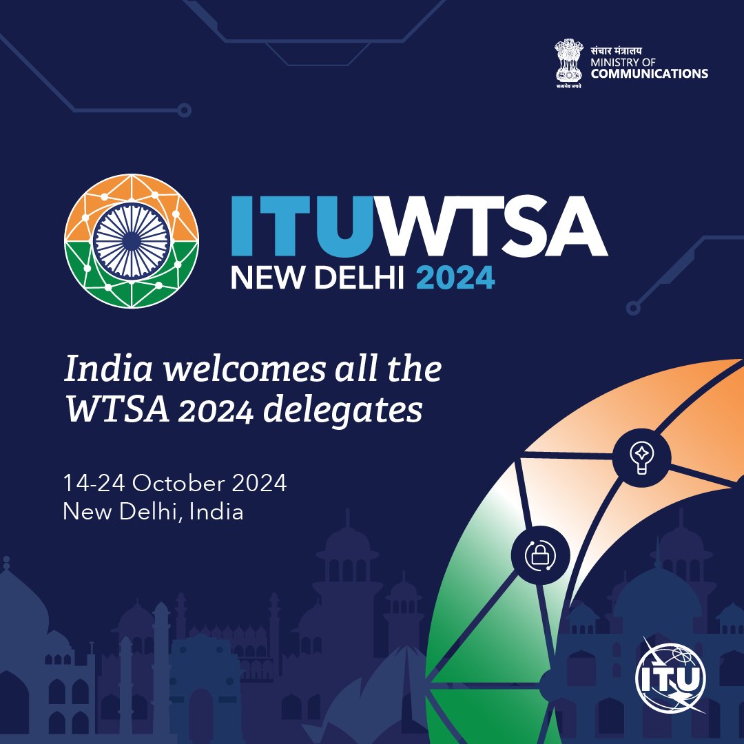 IndiainNZ's tweet image. 1/2: Get acquainted with #WTSA2024&apos;s key details and its significance for global telecom standards.
Event dates: 14-24 October 2024, at Bharat Mandapam, Pragati Maidan, New Delhi.
#WTSA2024 #TelecomEvent #TelecomIndia #TelecomStandards #TelecomLeadership #GlobalTelecom @DoT_India