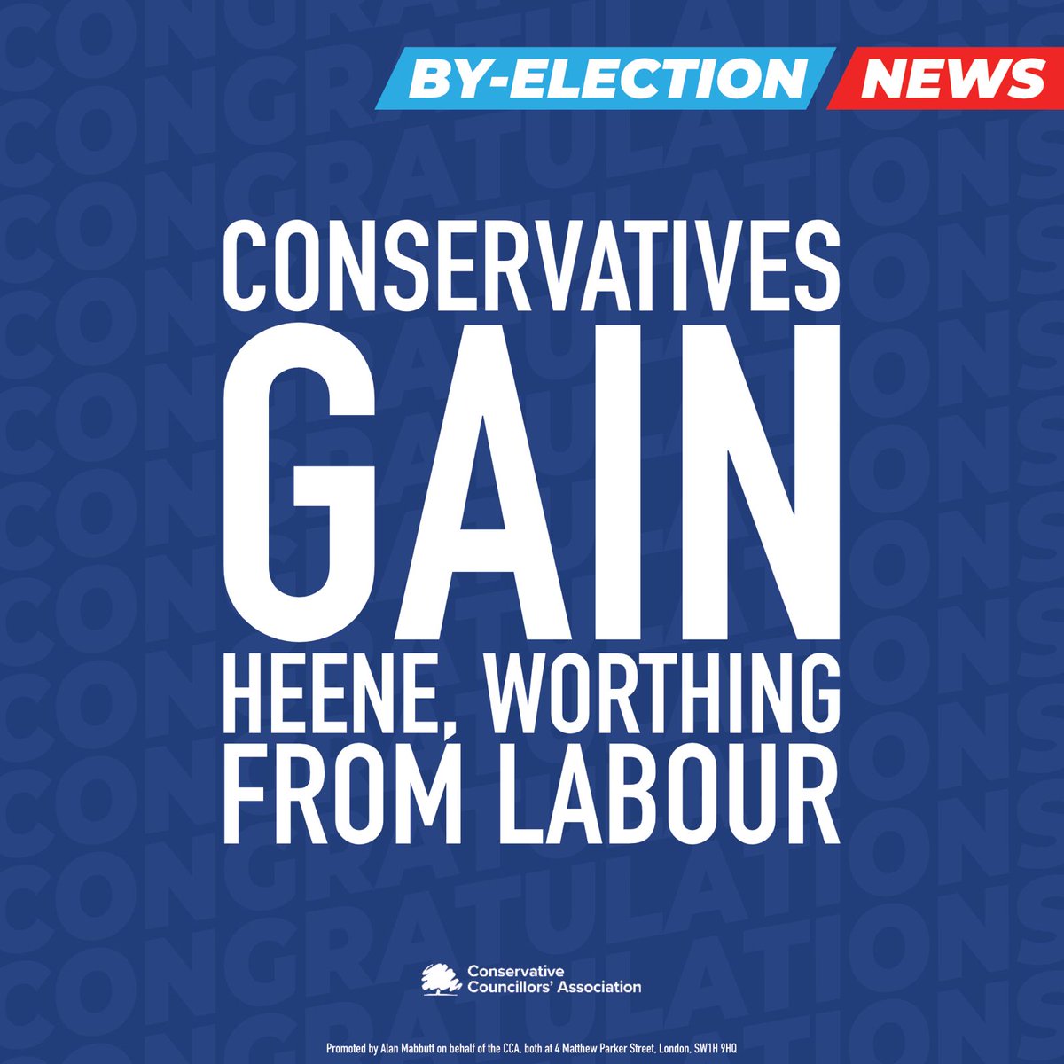 🌳⬆🌹⬇ A MASSIVE congratulations to Cllr Luke Houghton on gaining Heene from Labour in Worthing tonight!