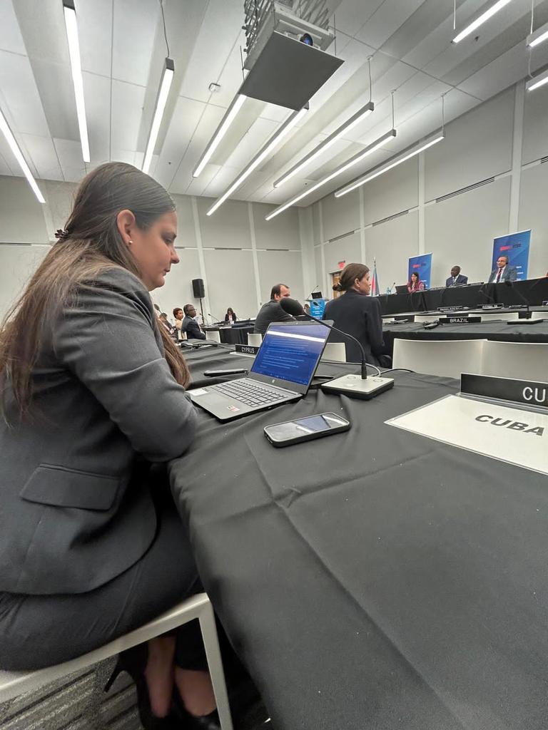 MINCOMCuba's tweet photo. La delegación de #Cuba que asiste a la 41 Asambleas de las Partes de la Organización Internacional de Telecomunicaciones por Satélite (ITSO),  representada por Yuliet Tain y Anabel Serrallonga. https://t.co/eolquMd6M2