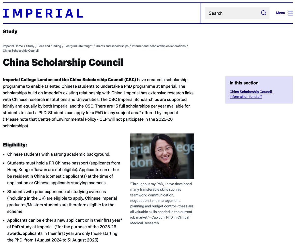 gyangMedIA's tweet image. 🌟 Exciting Opportunity for Chinese Students! 🌟

Visit our group page: yanglab.fyi for possible research directions, or contact me directly to discuss.

#PhDscholarship #ChinaScholarshipCouncil #ImperialCollegeLondon #CSCImperialScholarship

imperial.ac.uk/study/fees-and…