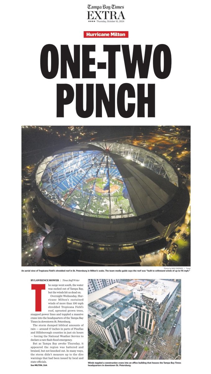 After a 19-hour reporting day, <a href="/IanJHodgson/">Ian Hodgson</a> and I our winding down for the night

It’s been a rough stretch for Tampa Bay. But the great people we’ve met these past two weeks prove we’ll come out the other side stronger than ever 

Some of our reporting 👇