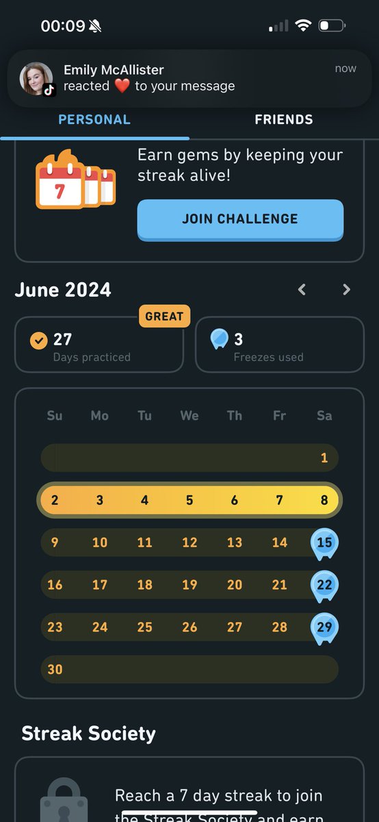 angelB1707's tweet photo. @duolingo please restore my 600 day streak, I paid in diamonds to restore it and the lesson took me to 00:01 (uk time) so it’s reset me to day 1😭 please duolingo, I’ll do anything I’m heartbroken💔 
My username is: angelbuck1707 
I’ve included some of my best months😪 https://t.co/e8iK31Kohs