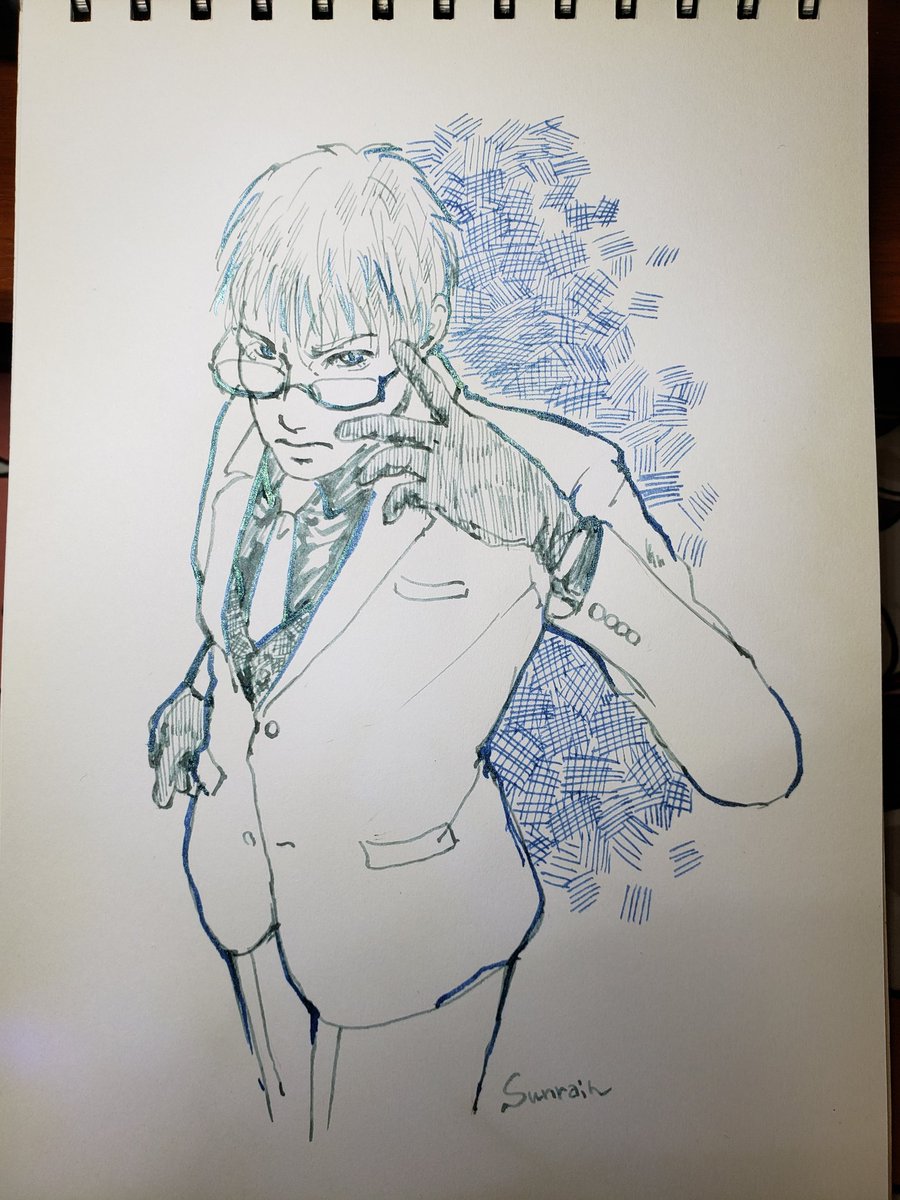 最近またインク沼に浸り始めたので、買ったインクで鏑木さん描いてみました。インクの名前が「凍空」と「アイスダンス」なの、あまりにも鏑木さんっぽくて嬉しくなっちゃいましたね♡ 