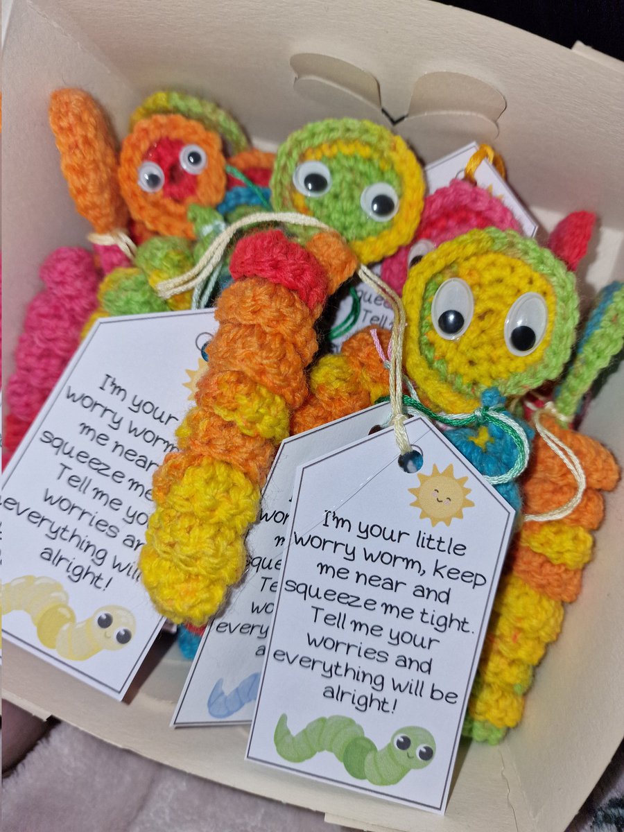 pasteldelaluna's tweet image. for World Mental Health Day work were planning a fundraiser, so I spent the last week frantically making worry worms... for them to cancel last minute.  Bare in mind I work in a mental health trust. Outrageous.  There was no acknowledgement all day.
