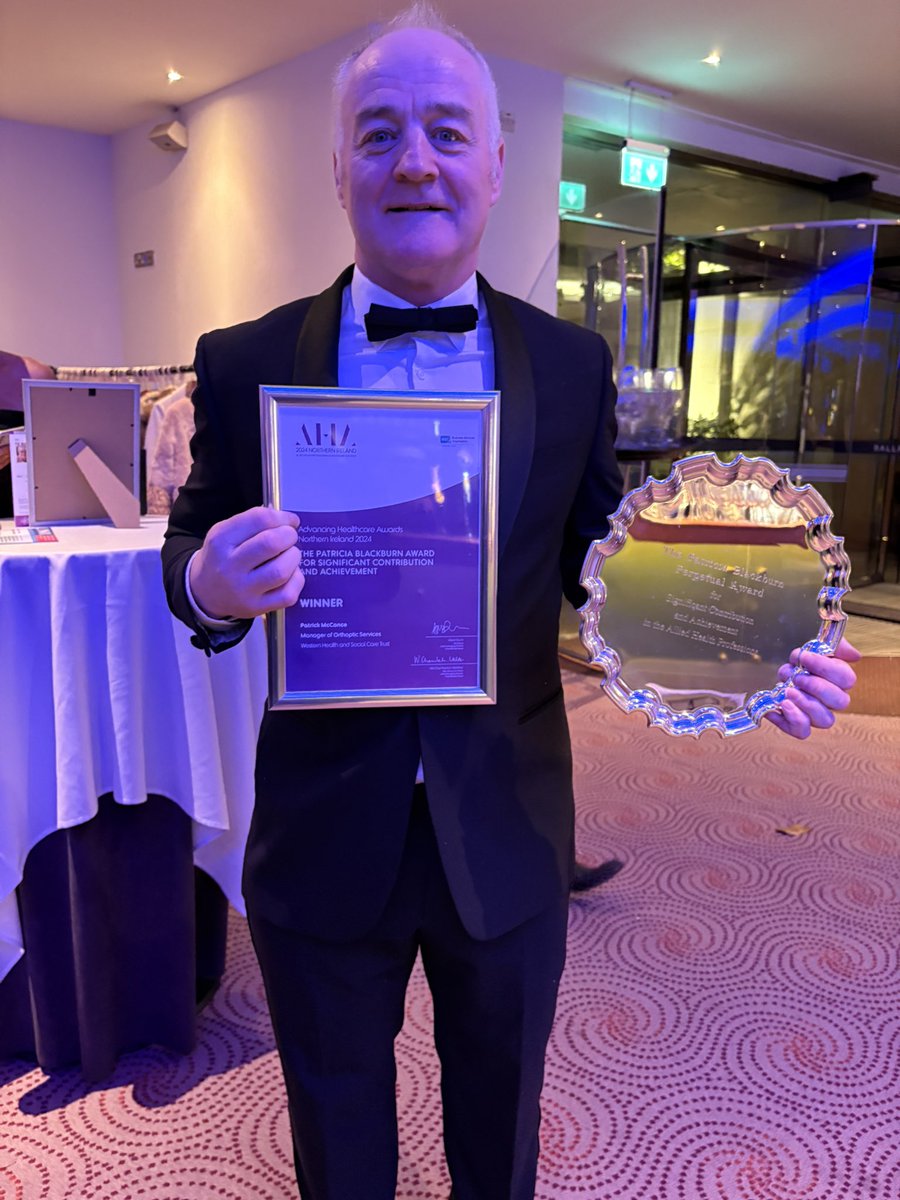 Congratulations to Paddy McCance, Orthoptist, winner of the Patricia Blackburn award for Significant Contribution &amp; Achievement 
<a href="/WesternHSCTrust/">Western Trust</a> <a href="/AHAwards/">AHAwards💙</a> #healthcarescientists #clinicalscientists