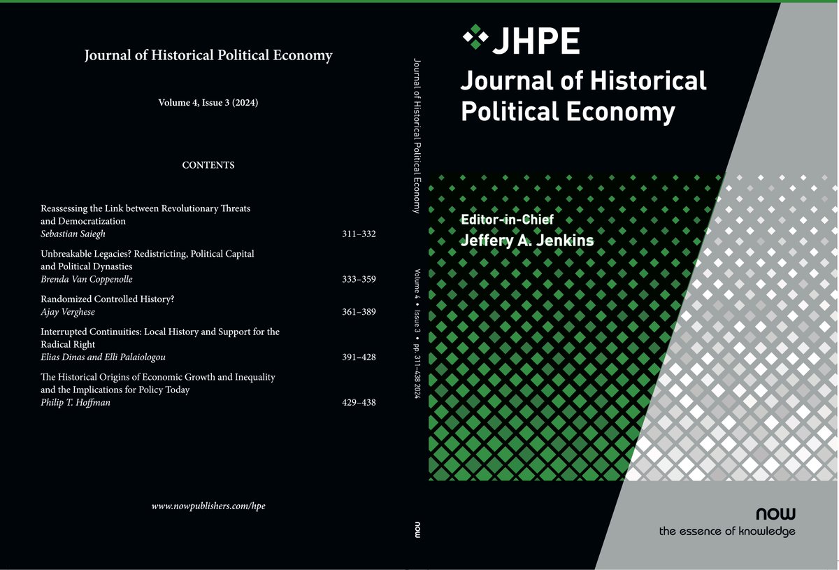 JHPE (@jhpe_journal) on Twitter photo Now out: <a href="/JHPE_journal/">JHPE</a> 4(3). Articles by Sebastian Saiegh, <a href="/AjayVerghese/">Ajay Verghese</a>, <a href="/BVanCoppenolle/">Brenda Van Coppenolle</a>, <a href="/EliasDinas/">Elias Dinas</a> & <a href="/ellipal13/">Elli Palaiologou</a>, and a review essay by Phil Hoffman.
nowpublishers.com/HPE Now out: <a href="/JHPE_journal/">JHPE</a> 4(3). Articles by Sebastian Saiegh, <a href="/AjayVerghese/">Ajay Verghese</a>, <a href="/BVanCoppenolle/">Brenda Van Coppenolle</a>, <a href="/EliasDinas/">Elias Dinas</a> & <a href="/ellipal13/">Elli Palaiologou</a>, and a review essay by Phil Hoffman.
nowpublishers.com/HPE