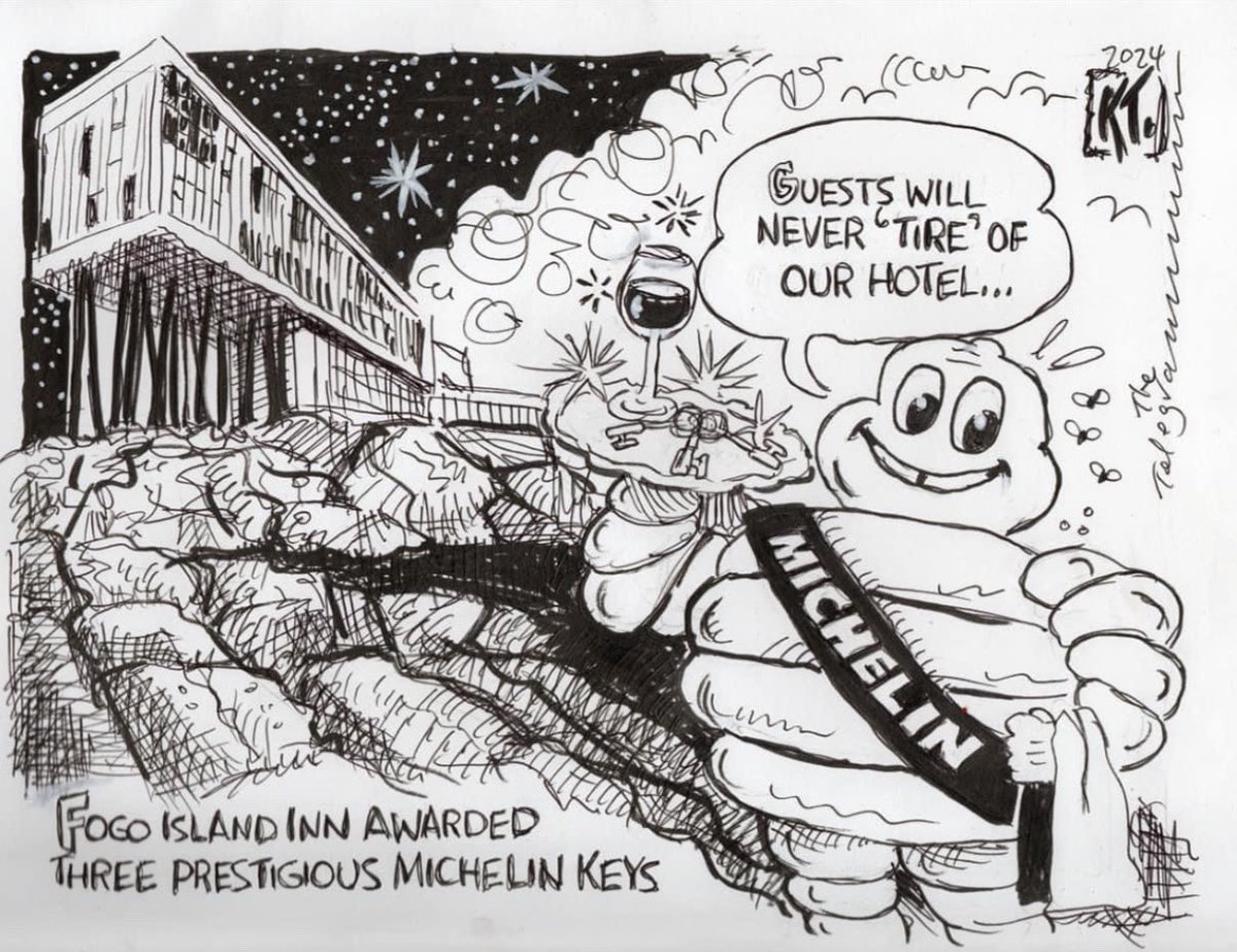 Kevin Tobin (@kevintobin58) on Twitter photo The Fogo Island Inn is one of only two Canadian Hotels to receive the Three Key recognition from the Michelin Guide. Congrats to Zita Cobb, Shorefast, and the community of Fogo Island. This week’s cartoon in <a href="/StJohnsTelegram/">The Telegram</a> <a href="/Shorefast/">Shorefast</a> <a href="/MichelinGuideNA/">MichelinGuideNorthAmerica</a> The Fogo Island Inn is one of only two Canadian Hotels to receive the Three Key recognition from the Michelin Guide. Congrats to Zita Cobb, Shorefast, and the community of Fogo Island. This week’s cartoon in <a href="/StJohnsTelegram/">The Telegram</a> <a href="/Shorefast/">Shorefast</a> <a href="/MichelinGuideNA/">MichelinGuideNorthAmerica</a>