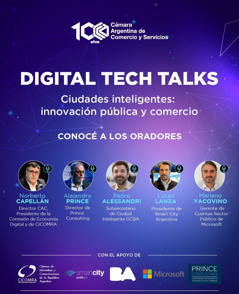 Cedy_at's tweet image. #DigitalTechTalk “Ciudades Inteligentes: Innovación Pública y Comercio” quienes darán su perspectiva sobre los avances de la tecnología y su aplicación en las esferas público-privado.

🗓️Miércoles 16 de octubre
🕙11h

@alxprince @lucaslanza @SmartCityTNG