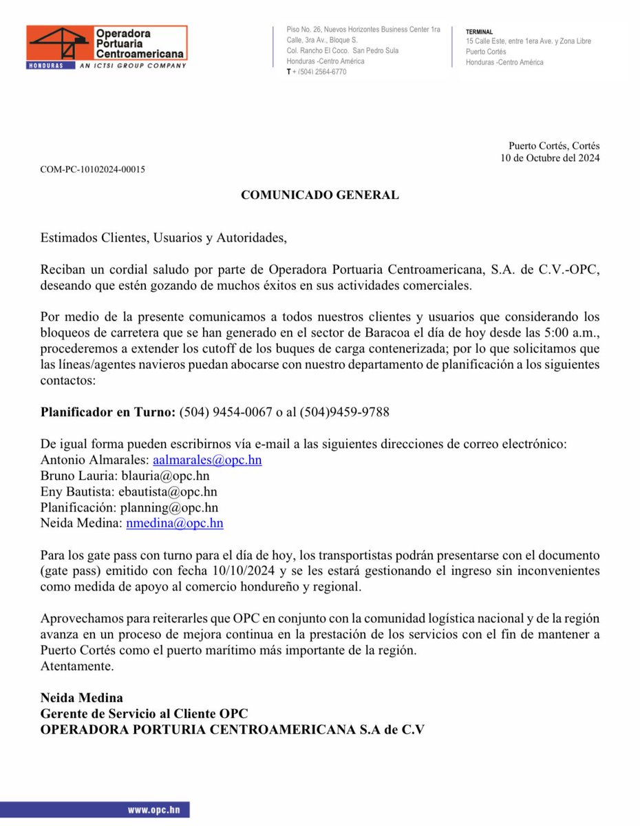 📢COMUNICADO GENERAL