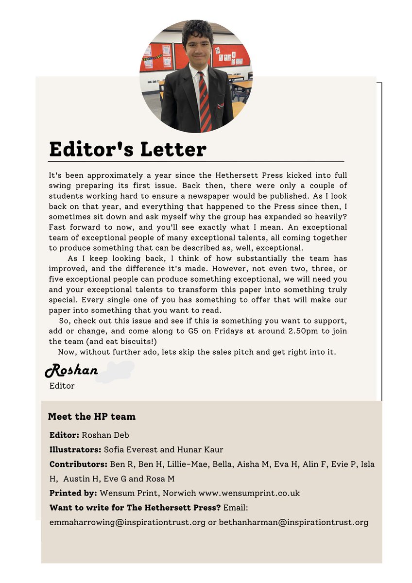 HethersettAcad (@acadhethersett) on Twitter photo Principal's Weekly Awards this week go to Iris Y7 & Jude Y8 for embracing opportunities, and to Willow Y9, Roshan Y10 & Oliver Y11 for working hard. Here is Willow's excellent RP homework on Norfolk and the crusades, and Roshan's work on the Hethersett Press! <a href="/InspirationEast/">Inspiration Trust</a> Principal's Weekly Awards this week go to Iris Y7 & Jude Y8 for embracing opportunities, and to Willow Y9, Roshan Y10 & Oliver Y11 for working hard. Here is Willow's excellent RP homework on Norfolk and the crusades, and Roshan's work on the Hethersett Press! <a href="/InspirationEast/">Inspiration Trust</a>