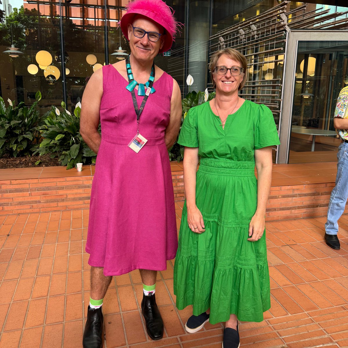 MaterResearch's tweet image. Prof Brian Gabrielli and Prof @KristenRadford3 swapped their lab coats for party frocks this week for Frocktober. Alongside their teams, they are raising funds for @ocrfaustralia which generously supports both of their research programs.
