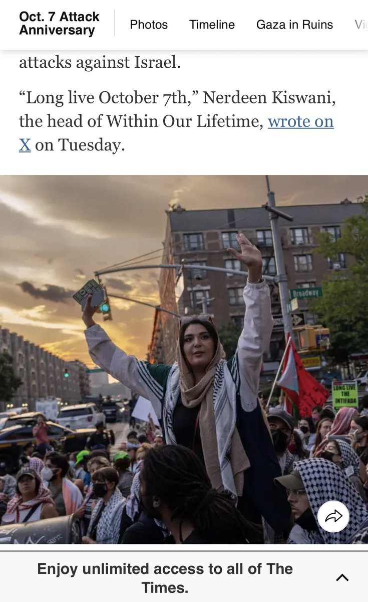 NerdeenKiswani's tweet image. Journalistic malpractice for @nytimes author @sharonNYT to edit my tweet out of context when quoting me in this latest piece about Columbia university. 

Why not include the full tweet where October 7th is mentioned as a day of resistance against Nazism and Zionism? Too nuanced?