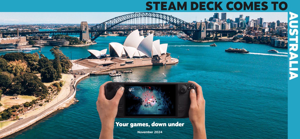 We are excited to announce that Steam Deck is coming to Australia in November, 2024! The team is in Melbourne at PAX AUS, so stop by our booth if you're in town to try out Steam Deck!