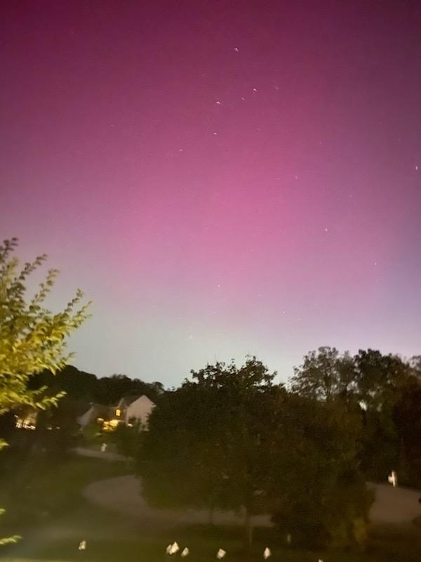 My nephew's son took a picture of the sky tonight. Northern lights in Wilmington Delaware!
