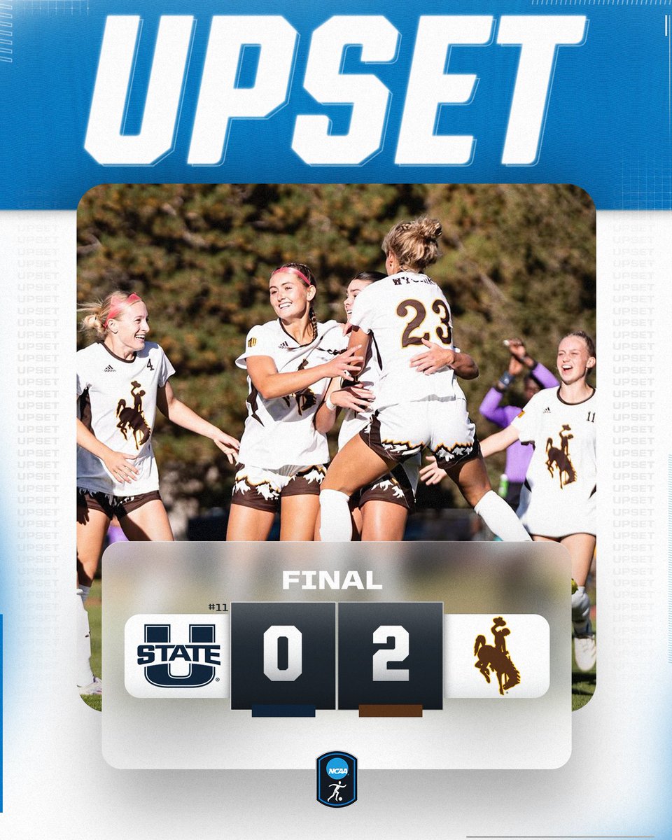 NCAASoccer's tweet photo. HOWDY 🤠

@wyosoccer takes down No. 11 Utah State, 2-0 ‼️

#NCAASoccer https://t.co/9130ZQt0BV
