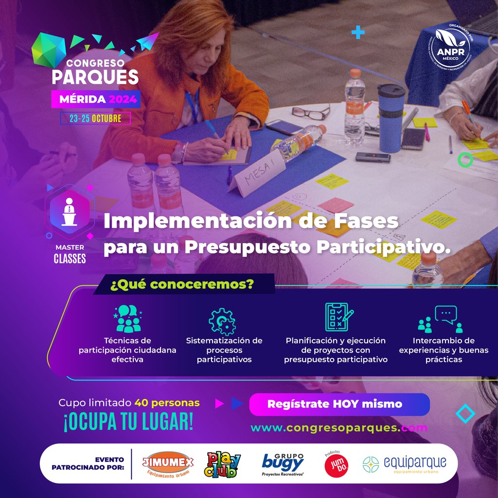 congreso_parque's tweet photo. 🎓 Master Class: Participación Ciudadana en Proyectos de Espacios Públicos 🏞️🤝
📅 Fecha:23 de October
Cupo limitado: 40 personas 🚶‍♂️🚶‍♀️
🎟️ Compra tu boleto: https://t.co/dqxmtW3wHH https://t.co/Pn9HaeKY5x