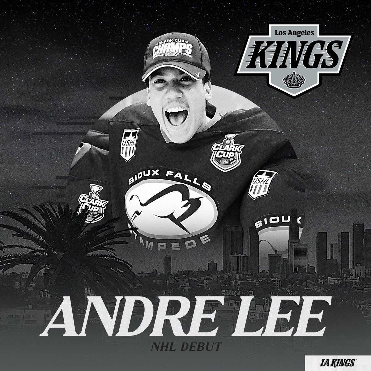 sfstampede's tweet photo. Congrats to our former Clark Cup Champion Andre Lee on his NHL debut with the @LAKings! https://t.co/SNd0sfxdkL
