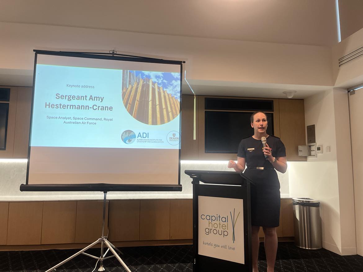 SpaceCommandAU's tweet image. A huge shout out to #YourADF Sergeant Amy Hestermann-Crane who recently represented Space Command at the 2024 Indonesian Women in Security Leadership program. Amy spoke about her experiences within Defence and Space Command as one of our valued analytical team 🇦🇺 🇮🇩