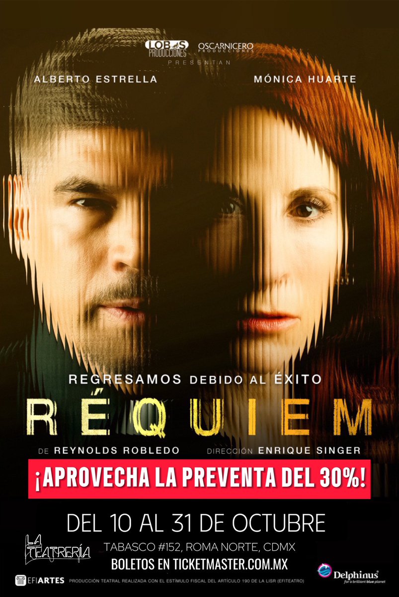 ¡APROVECHA LA #PREVENTA del 30%! 🚨🎭🎟️

Ya puedes comprar tus boletos en <a href="/Ticketmaster_Me/">Ticketmaster México</a> y la taquilla de <a href="/LaTeatreria/">La Teatrería</a> 

Recuerden que sólo tendremos 4 ÚNICAS FUNCIONES los Viernes a las 20:30 del 1ero al 22 de NOVIEMBRE

¡Compra tus boletos a precio especial AHORA!