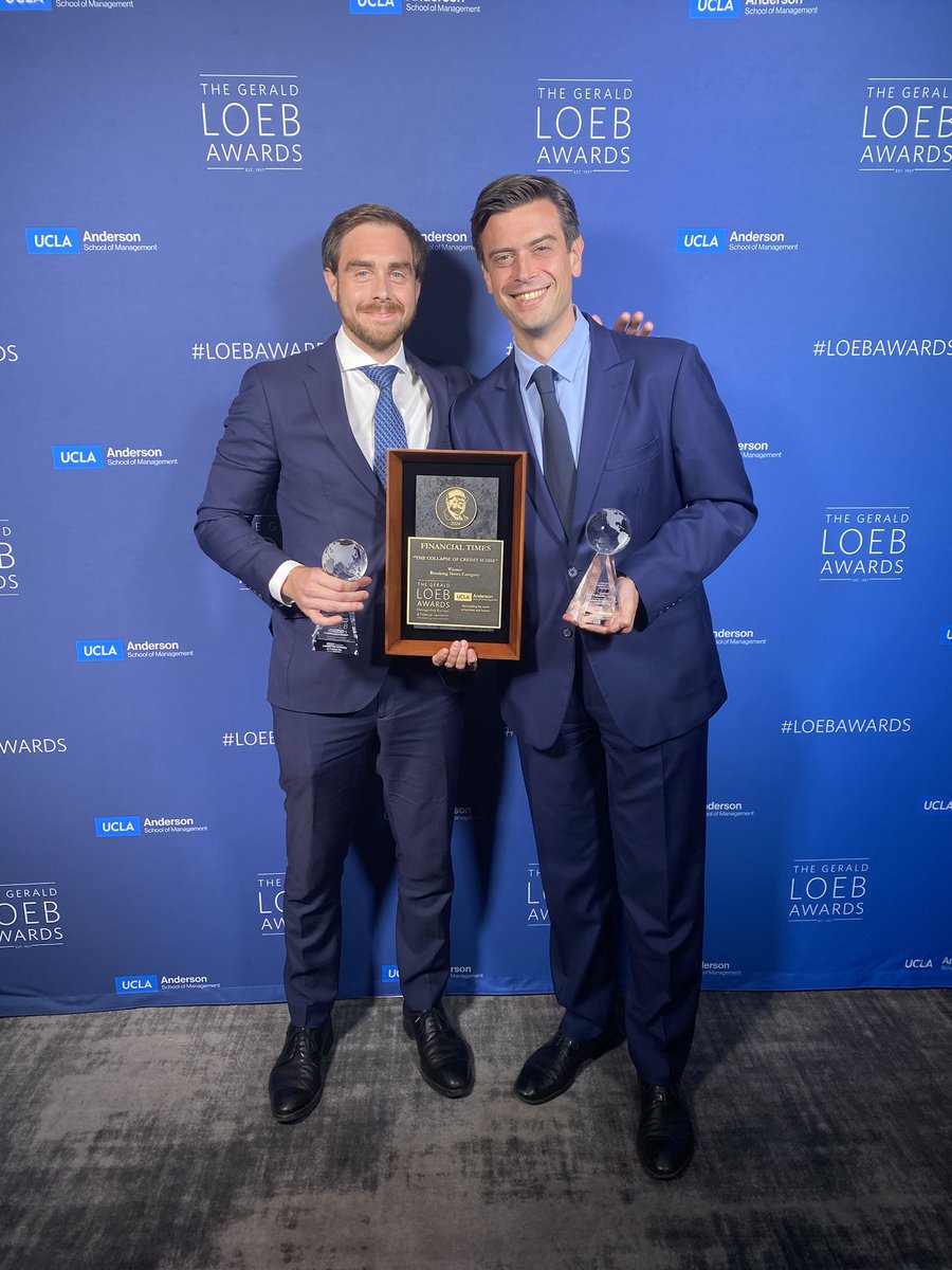 FT Press Office (@ftpressoffice) on Twitter photo Tonight in New York, the <a href="/FT/">Financial Times</a> won the <a href="/LoebAwards/">Gerald Loeb Awards</a> in Breaking News for The Collapse of Credit Suisse! Congratulations to <a href="/sjhmorris/">Stephen Morris</a> <a href="/JFK_America/">James Fontanella-Khan</a> <a href="/brookeamasters/">Brooke Masters</a> <a href="/ArashMassoudi/">Arash Massoudi</a> and <a href="/OwenWalker0/">Owen Walker</a> on their outstanding achievement. Tonight in New York, the <a href="/FT/">Financial Times</a> won the <a href="/LoebAwards/">Gerald Loeb Awards</a> in Breaking News for The Collapse of Credit Suisse! Congratulations to <a href="/sjhmorris/">Stephen Morris</a> <a href="/JFK_America/">James Fontanella-Khan</a> <a href="/brookeamasters/">Brooke Masters</a> <a href="/ArashMassoudi/">Arash Massoudi</a> and <a href="/OwenWalker0/">Owen Walker</a> on their outstanding achievement.