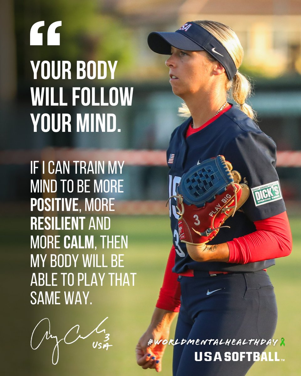 USA Softball (@usasoftball) on Twitter photo 🗣️ "𝘠𝘰𝘶𝘳 𝘣𝘰𝘥𝘺 𝘸𝘪𝘭𝘭 𝘧𝘰𝘭𝘭𝘰𝘸 𝘺𝘰𝘶𝘳 𝘮𝘪𝘯𝘥." — 𝗔𝗹𝗹𝘆 𝗖𝗮𝗿𝗱𝗮, 𝗨.𝗦. 𝗪𝗡𝗧 𝗺𝗲𝗺𝗯𝗲𝗿
#WorldMentalHealthDay | #USASoftball x <a href="/acarda3/">Ally Carda ⚓</a> 🗣️ "𝘠𝘰𝘶𝘳 𝘣𝘰𝘥𝘺 𝘸𝘪𝘭𝘭 𝘧𝘰𝘭𝘭𝘰𝘸 𝘺𝘰𝘶𝘳 𝘮𝘪𝘯𝘥." — 𝗔𝗹𝗹𝘆 𝗖𝗮𝗿𝗱𝗮, 𝗨.𝗦. 𝗪𝗡𝗧 𝗺𝗲𝗺𝗯𝗲𝗿
#WorldMentalHealthDay | #USASoftball x <a href="/acarda3/">Ally Carda ⚓</a>