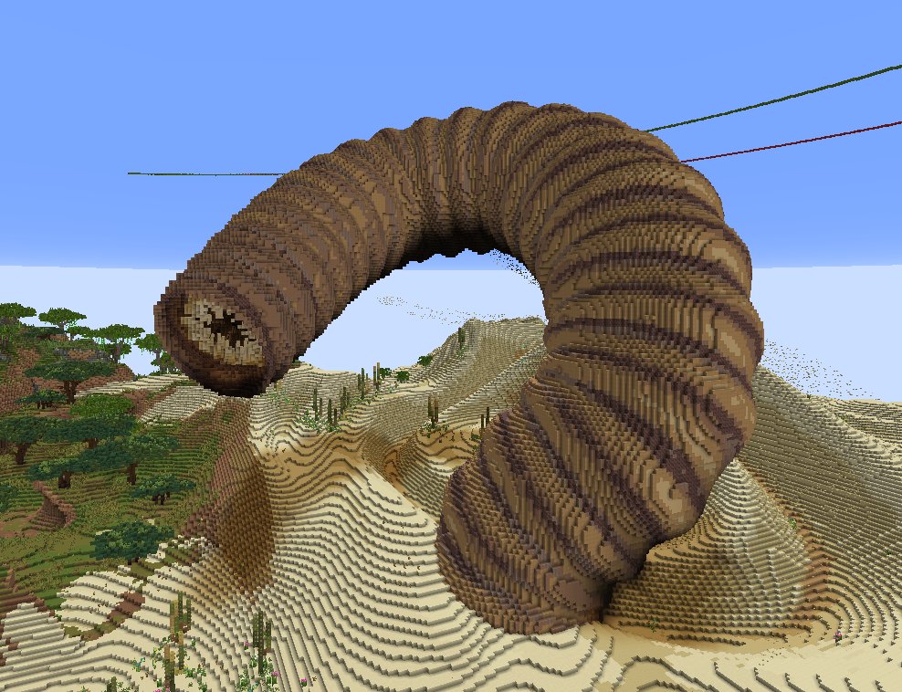 Un petit vers des sables en 5 commandes

//ezsp oscillate 1 20,30,20 3 15
//ezsp rope 57 20,30,20 3 15
//ezsp beads 0 10,20,10 3 15
//eztexture ambient 1 #SoftBrown(3:6)
//eztexture curvature 57 #SoftBrown

Merci <a href="/ezEditsMC/">ezEdits</a> 😄