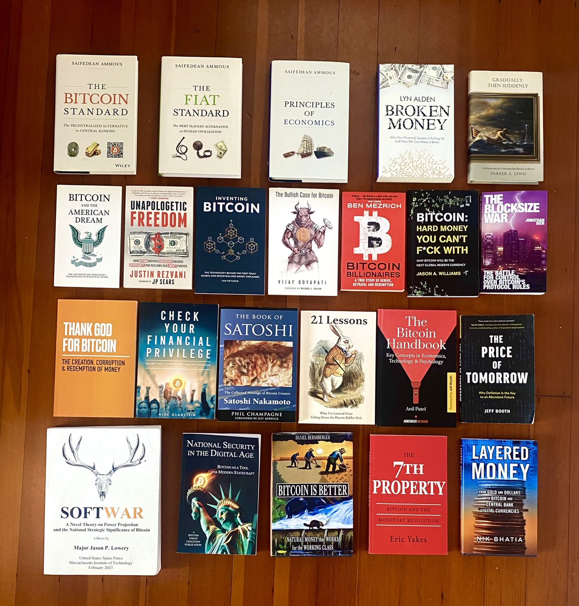 Cory Bates (@corybates1895) on Twitter photo What are your Top 3 favorite Bitcoin books?
<a href="/saifedean/">Saifedean Ammous</a>
<a href="/LynAldenContact/">Lyn Alden</a>
<a href="/parkeralewis/">Parker Lewis</a>
<a href="/jimmysong/">Jimmy Song (μ‘μ¬μ€)</a>
<a href="/Amanda_Cavaleri/">Amanda Cavaleri</a>
<a href="/str8edgeracer/">C.J. Wilson</a>
<a href="/GaryLeland/">π
π
π
‘π
¨ π
π
π
π
π
π
The Bitcoin Boomer</a>
<a href="/bigmarh/">Lamar Wilson</a>
<a href="/CharFadirepo/">Charlene Fadirepo,The Bitcoin Strategistβ’οΈ</a>
<a href="/pete_rizzo_/">The Bitcoin Historian</a>
<a href="/justinrezvani/">ππ¦π€π₯ππ π£ππ«π§πππ</a>
<a href="/skwp/">Yan | swan.com</a>
<a href="/real_vijay/">Vijay Boyapati</a>
<a href="/benmezrich/">Ben Mezrich</a>
<a href="/GoingParabolic/">Jason Ai. Williams</a>
<a href="/jonathanbier/">Jonathan Bier</a>
<a href="/Breedlove22/">Robert βΏreedlove</a> What are your Top 3 favorite Bitcoin books?
<a href="/saifedean/">Saifedean Ammous</a>
<a href="/LynAldenContact/">Lyn Alden</a>
<a href="/parkeralewis/">Parker Lewis</a>
<a href="/jimmysong/">Jimmy Song (μ‘μ¬μ€)</a>
<a href="/Amanda_Cavaleri/">Amanda Cavaleri</a>
<a href="/str8edgeracer/">C.J. Wilson</a>
<a href="/GaryLeland/">π
π
π
‘π
¨ π
π
π
π
π
π
The Bitcoin Boomer</a>
<a href="/bigmarh/">Lamar Wilson</a>
<a href="/CharFadirepo/">Charlene Fadirepo,The Bitcoin Strategistβ’οΈ</a>
<a href="/pete_rizzo_/">The Bitcoin Historian</a>
<a href="/justinrezvani/">ππ¦π€π₯ππ π£ππ«π§πππ</a>
<a href="/skwp/">Yan | swan.com</a>
<a href="/real_vijay/">Vijay Boyapati</a>
<a href="/benmezrich/">Ben Mezrich</a>
<a href="/GoingParabolic/">Jason Ai. Williams</a>
<a href="/jonathanbier/">Jonathan Bier</a>
<a href="/Breedlove22/">Robert βΏreedlove</a>