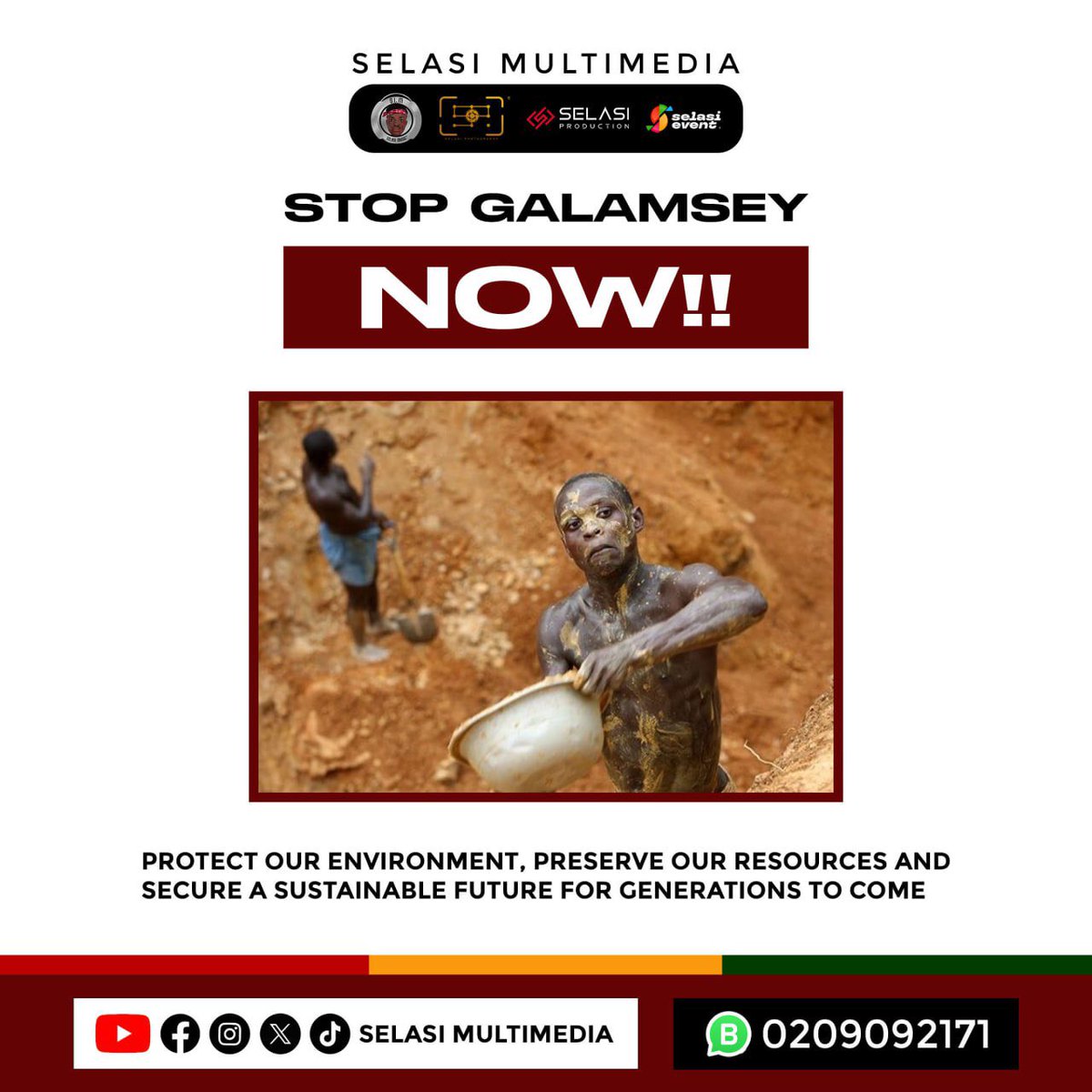 Selasi_Music's tweet photo. Galamsey is a thief of our natural resources and a destroyer of our future.

Stop galamsey, save Ghana’s  future

#istandagainstgalamsey
#StopGalamseyNow https://t.co/Gk39oV4jlr