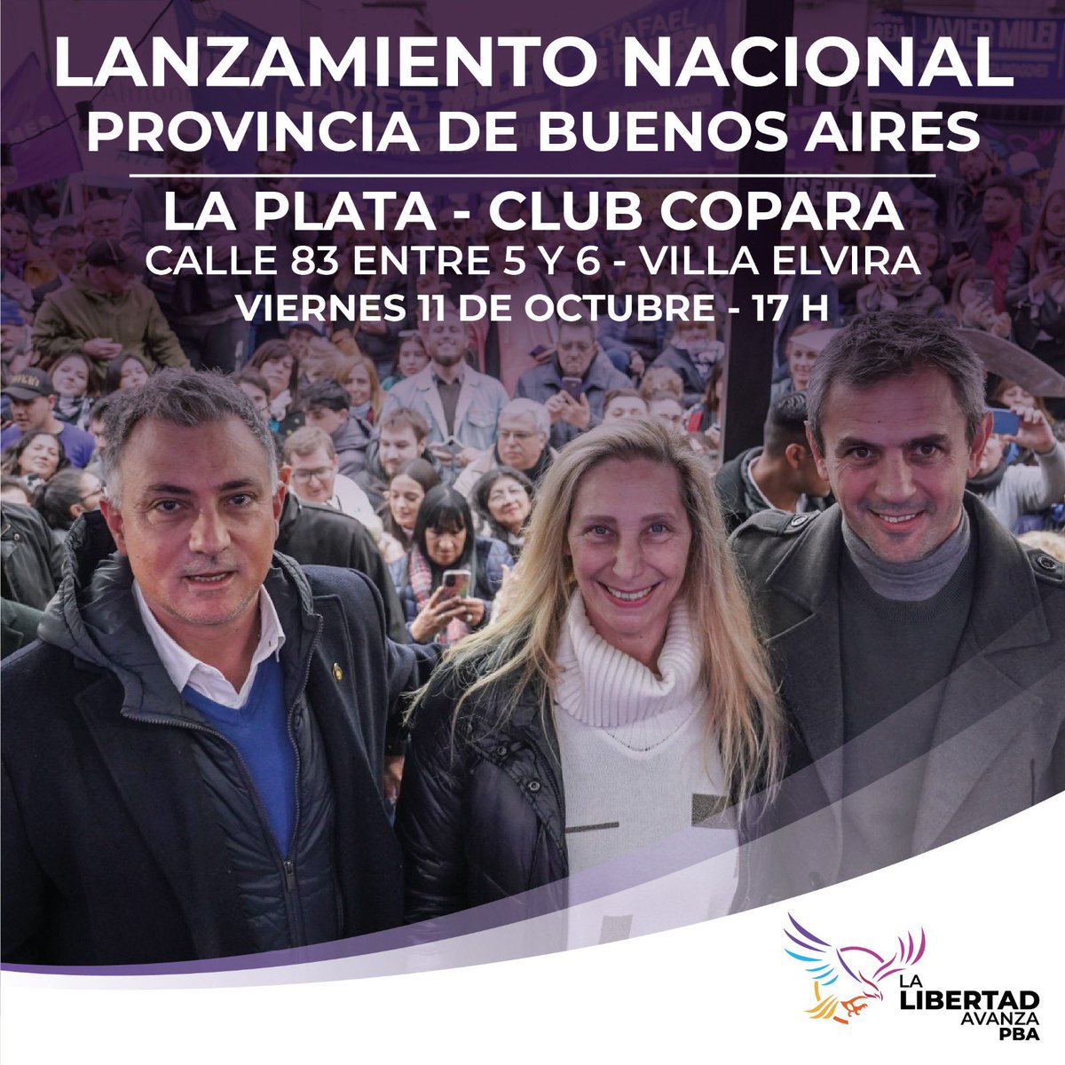 Para terminar con la casta, te esperamos mañana para lanzar La Libertad Avanza en la provincia de Buenos Aires  junto a <a href="/KarinaMileiOk/">Karina Milei</a>, <a href="/MenemMartin/">Martin Menem</a> y <a href="/SPareja_/">Sebastián Pareja</a>.

Inscribite para participar 👉🏽 forms.gle/qfd3jrua6bDmxY…

VLLC!! <a href="/JMilei/">Javier Milei</a>