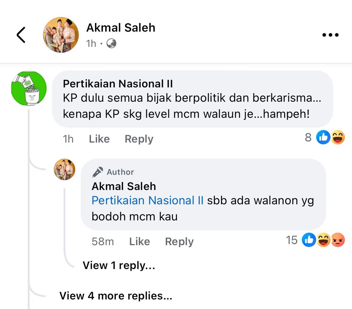 The fact that this Akmal used walanon to refer to people who does not agree with him says it all.

This KP UMNO is no friend of PH and Perpaduan.

Musuh dalam selimut.