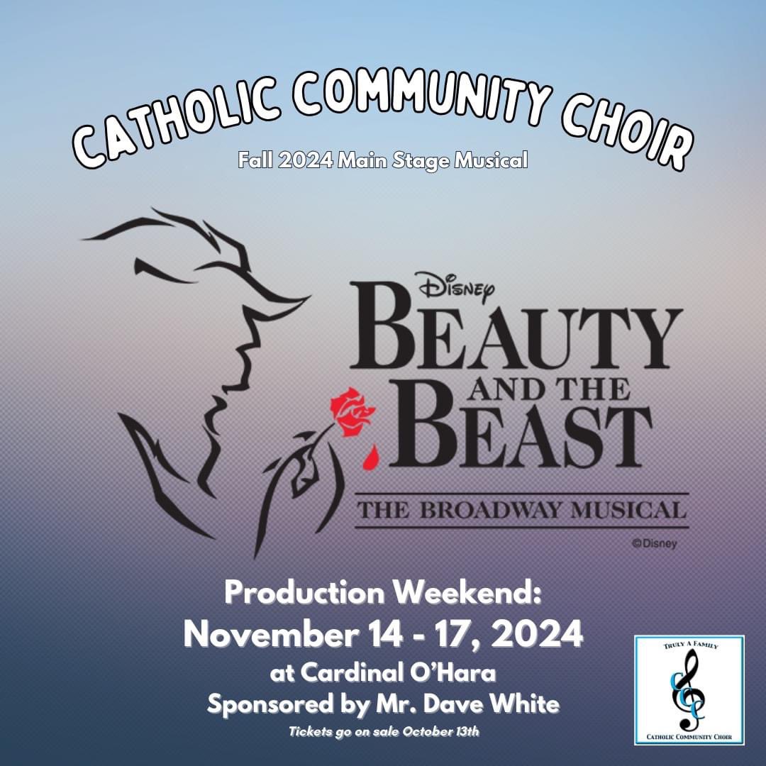 Join us for CCC’s magical production of Disney’s Beauty and the Beast, sponsored by Mr. Dave White and many others, running from November 14th to 17th at Cardinal O’Hara High School.

mailchi.mp/catholiccommun…

#CCCshines #ShineOnCCC