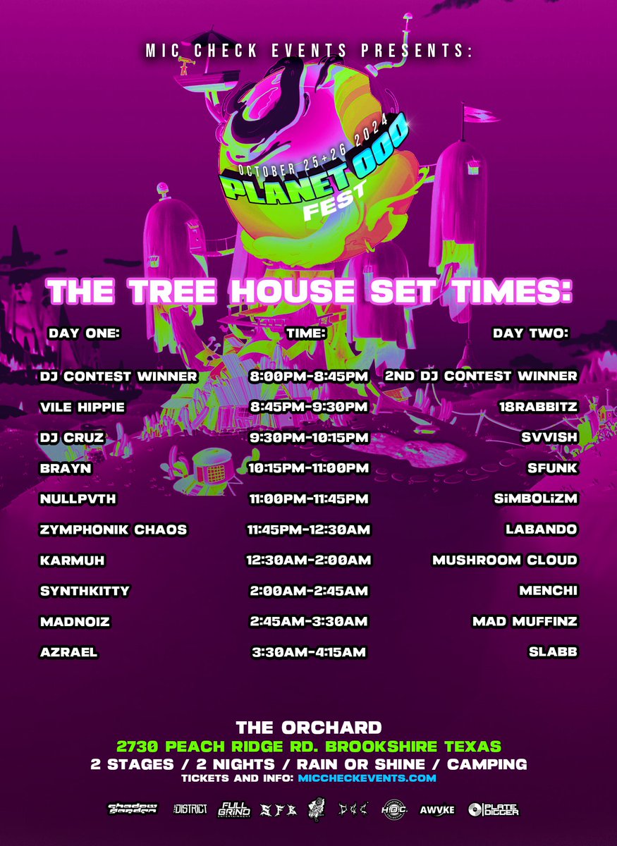 Fam we are only just two weeks away from Planet OOO Fest, yall don’t want to miss out on this. Catch me day two at The Tree House from 2:45am - 3:30am and be sure to use code MADMUFFINZ to save some coins 🪙 

See yall soon 😈

🎟️: sickening.events/e/planet-ooo-f…