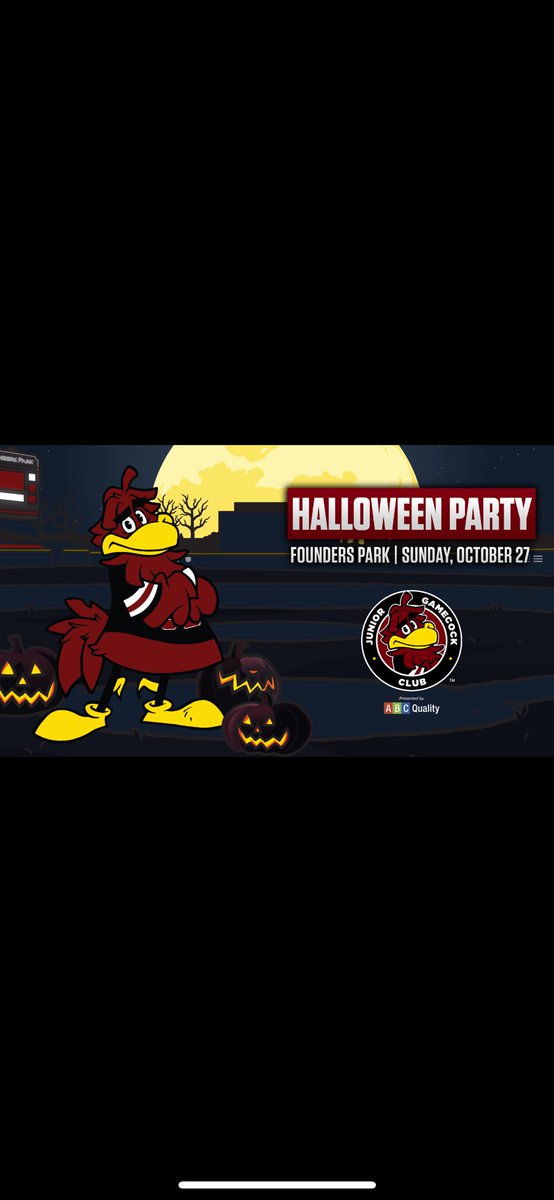 Eddie Copper (@coppereddie) on Twitter photo Join me at Founders Park on October 27 for the Junior <a href="/TheGamecockClub/">The Gamecock Club</a> Halloween Party!
Learn More: bit.ly/3TwALqA
#Gamecocks | #ForeverToTheeand Tag @GamecockClub Join me at Founders Park on October 27 for the Junior <a href="/TheGamecockClub/">The Gamecock Club</a> Halloween Party!
Learn More: bit.ly/3TwALqA
#Gamecocks | #ForeverToTheeand Tag @GamecockClub
