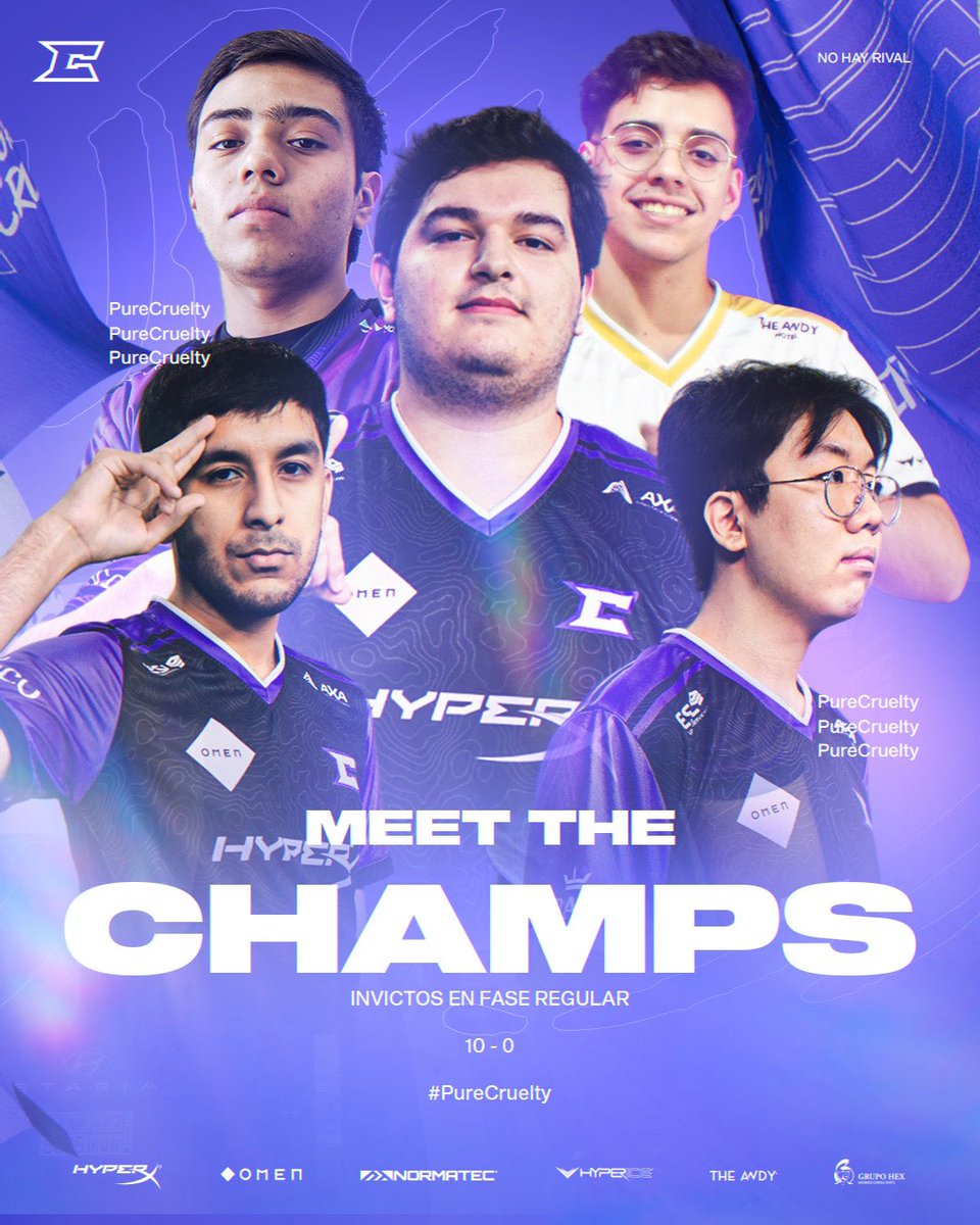 CAMPEONES DEL NORTE. 🇲🇽🏆🇦🇷

Nos coronamos de manera invicta con 10 partidos en la Blast Latam League del Norte, estamos preparados para el final four. 

Vamos a hacer historia, esto es historia. 🫡

¡Que la crueldad se apodere de tu alma! 
#PureCruelty