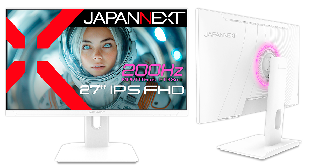 JAPANNEXT 27インチ 200Hz IPS ゲーミングモニターホワイト 🎉\本日発売!/🎉 🆕27インチ IPSパネル搭載 200Hz対応 フルHDホワイト