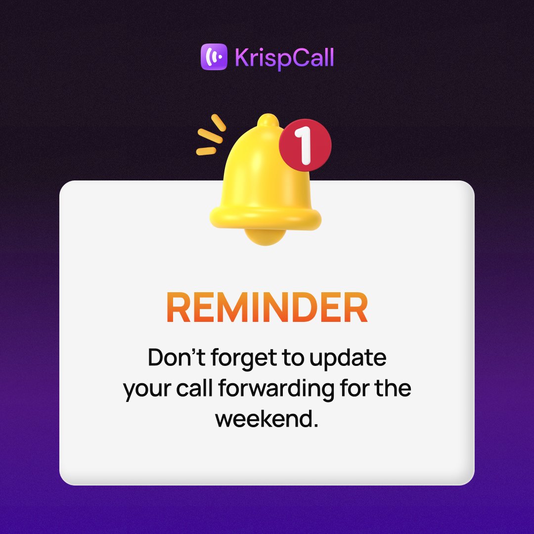 Krispcall's tweet image. Before you sign off for the weekend, don’t let your calls go unanswered! 

Forward them to the available team member with KrispCall and ensure your clients stay connected effortlessly.

 #KrispCall #WeekendReady #BusinessOnTheGo